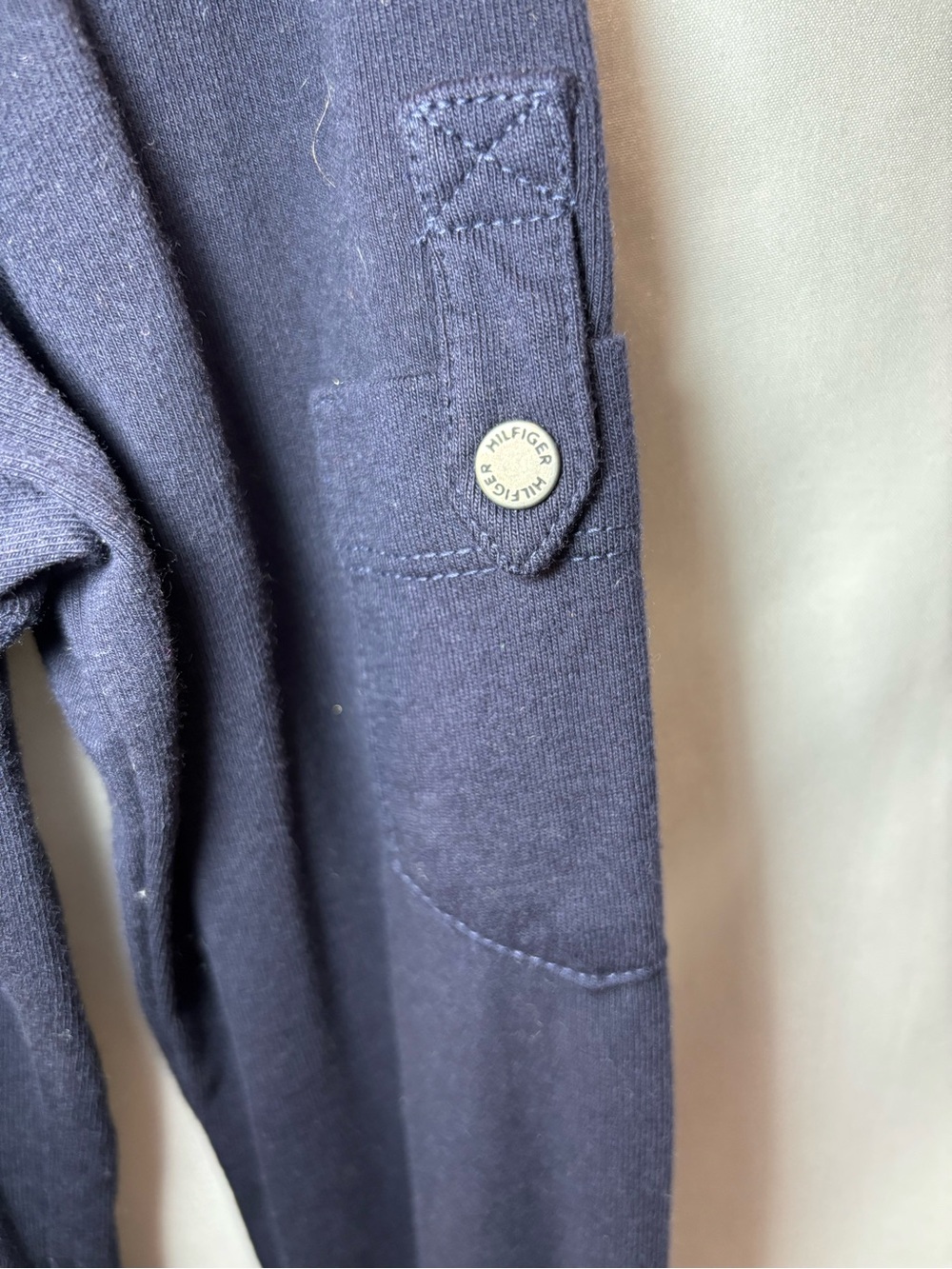 NWT Vintage Tommy Hilfiger Quarter Zip Pullover Navy Sleeve Cargo Pocket, S - Picture 3 of 3